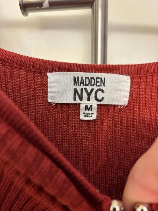 Madden NYC Ribbed Knit Long Sleeve Sweater Dress Size Medium Red Y2K Graduation - Picture 3 of 7